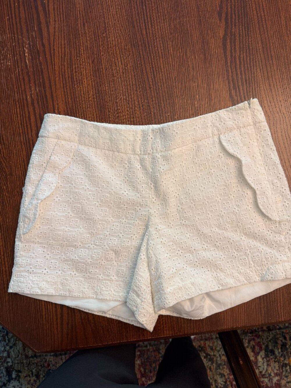 Cynthia Rowley Womens White Eyelet Ruffled Shorts Size 4